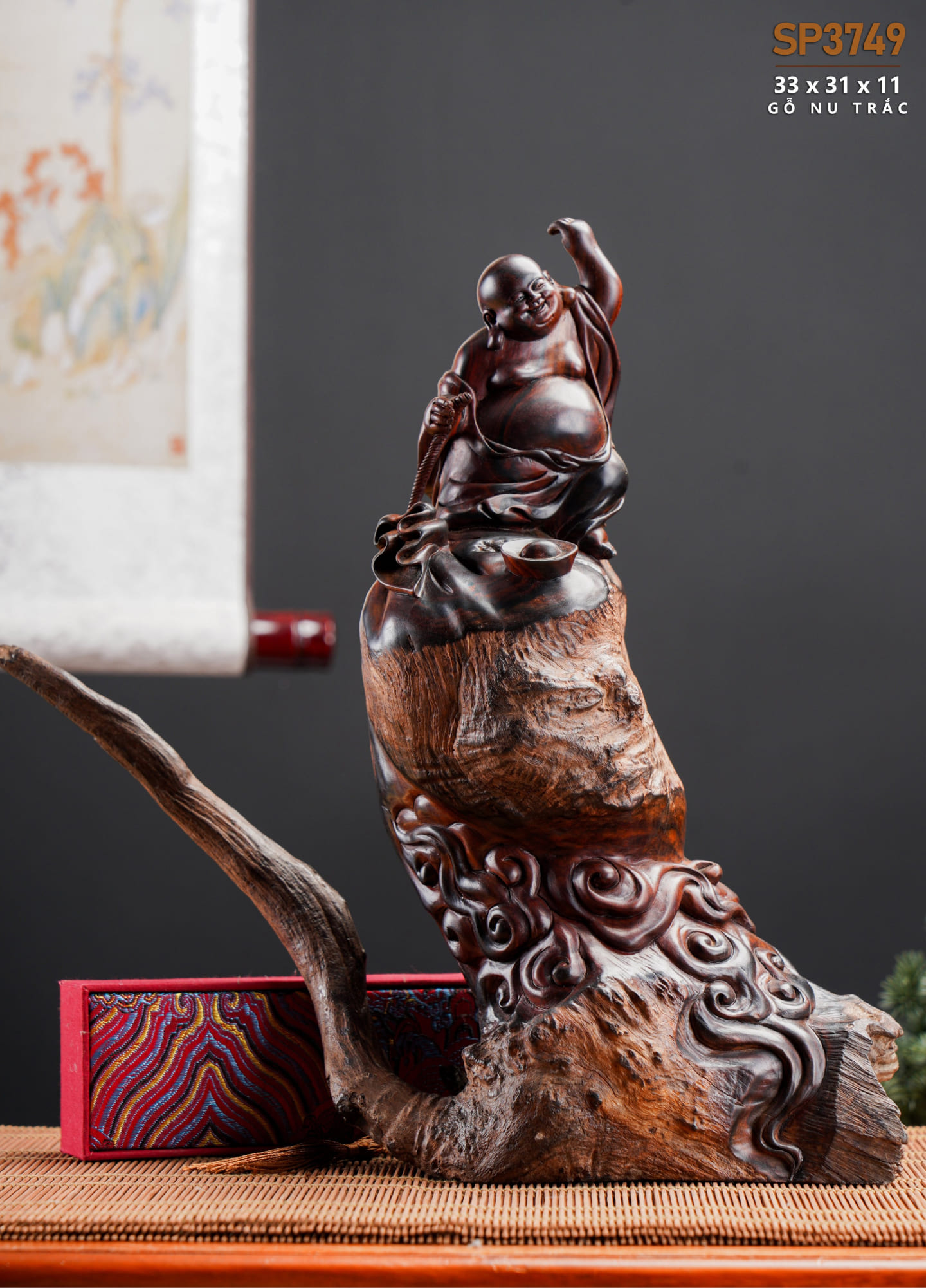 Đồ gỗ đẹp Liên Hà-Tượng phật Di lặc gỗ nu trắc gs45