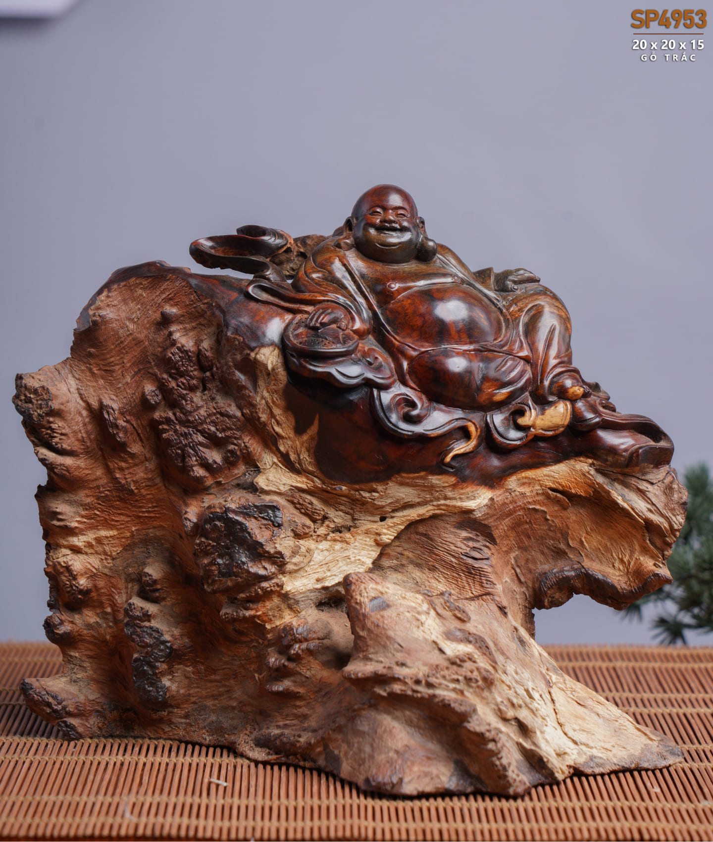 Đồ gỗ đẹp Liên Hà-Tượng phật Di lặc gỗ nu trắc gs41