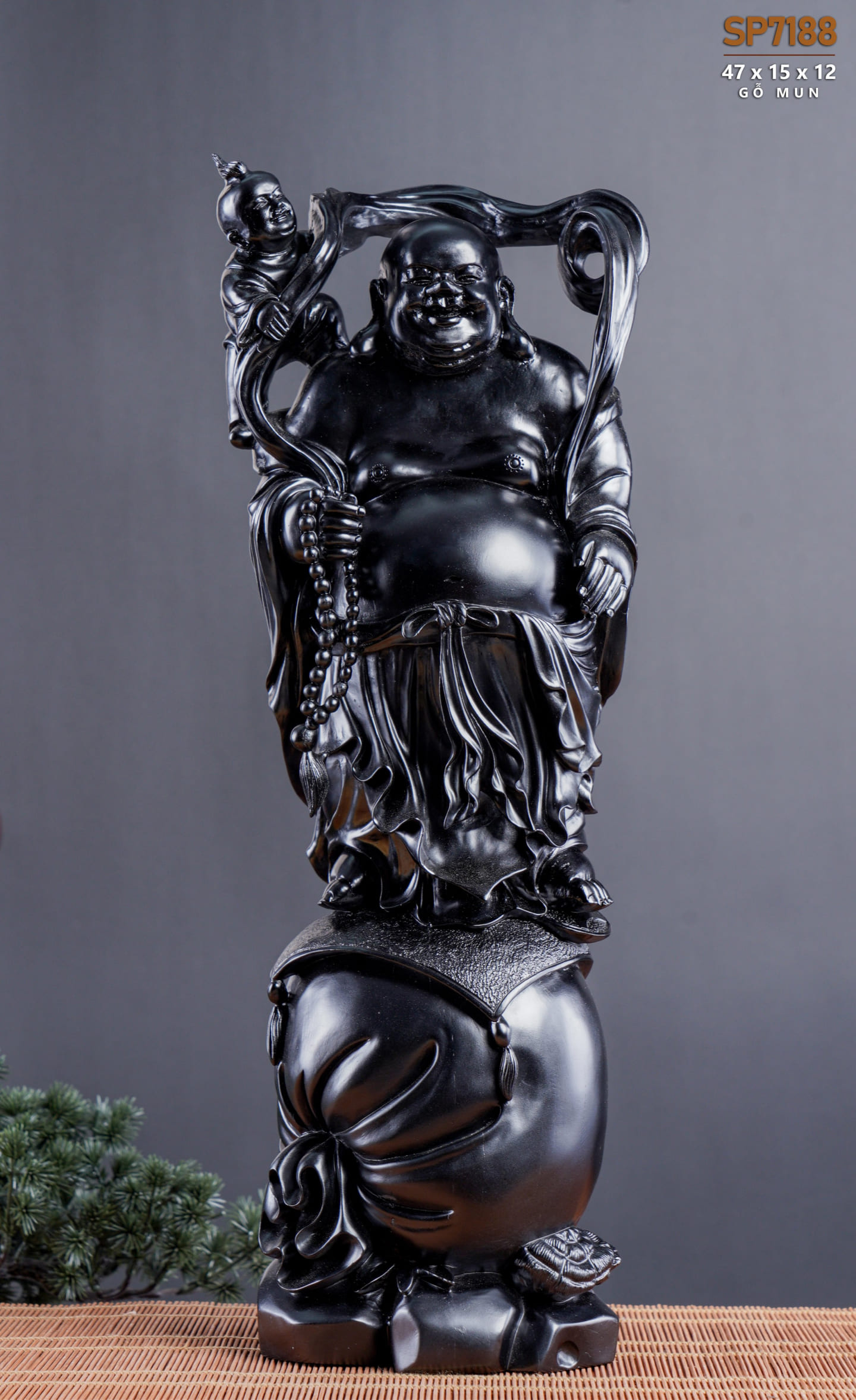 Đồ gỗ đẹp Liên Hà-Tượng phật Di Lặc gỗ mun