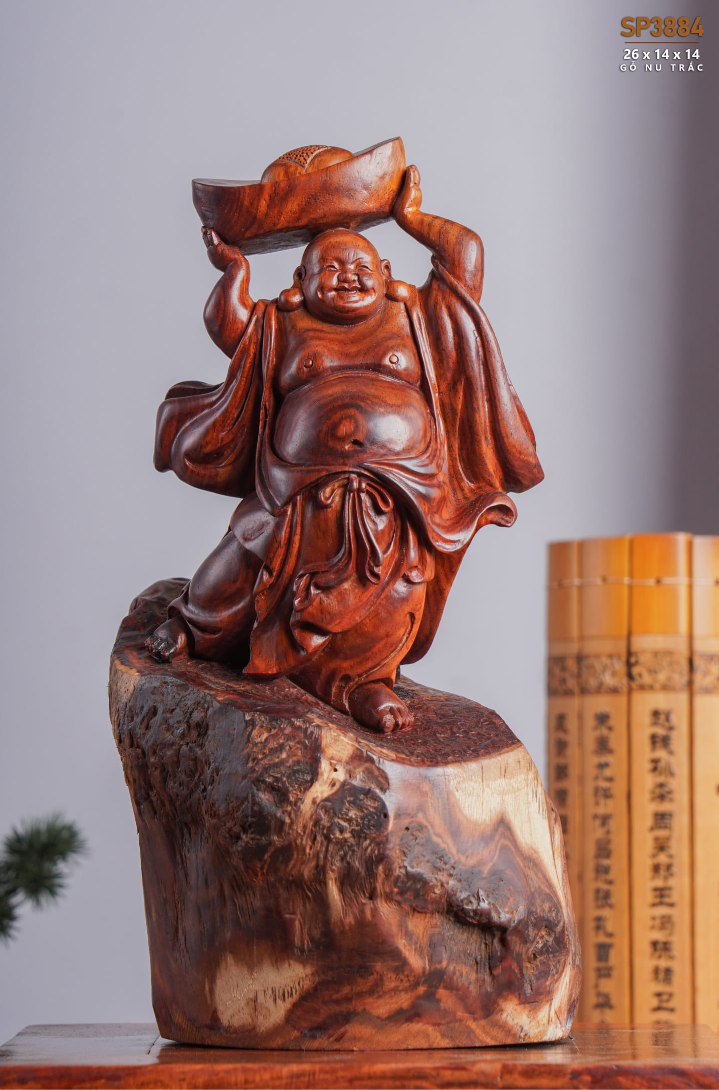 Đồ gỗ đẹp Liên Hà-Tượng Phật Di lặc nu trắc