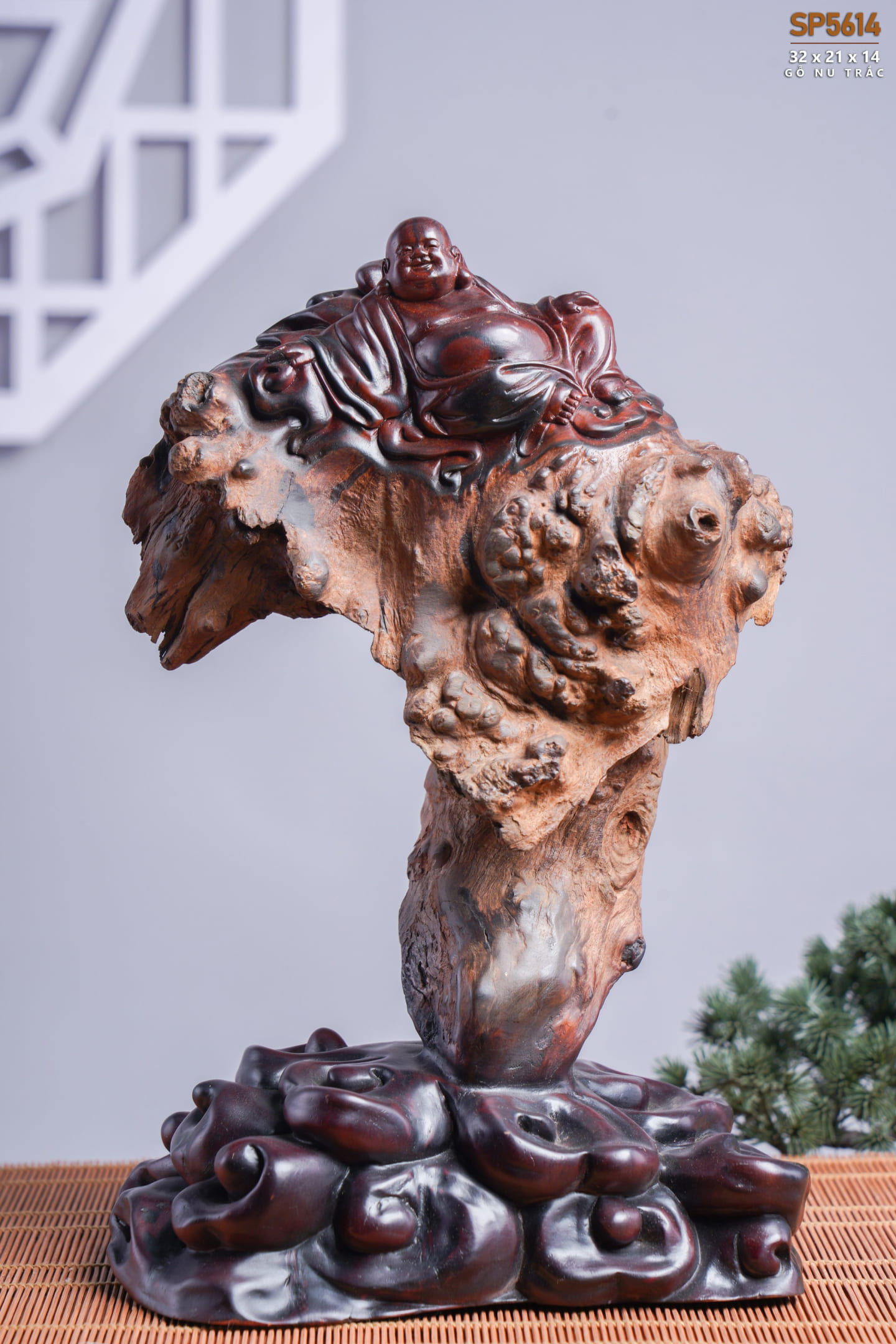 Đồ gỗ đẹp Liên Hà-Tượng phật Di Lặc gỗ nu trắc