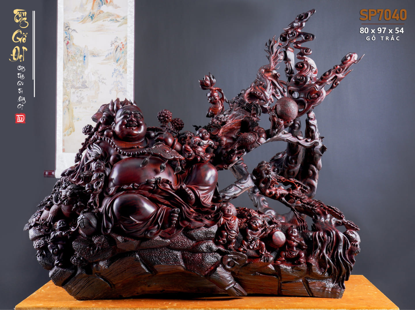 Đồ gỗ đẹp Liên Hà-Tượng phật Di lặc gỗ trắc 7040138